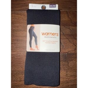 Warner's Women's Seamless Twill‎ Shaping Legging 2X/3X Black Nylon Pull-On Solid